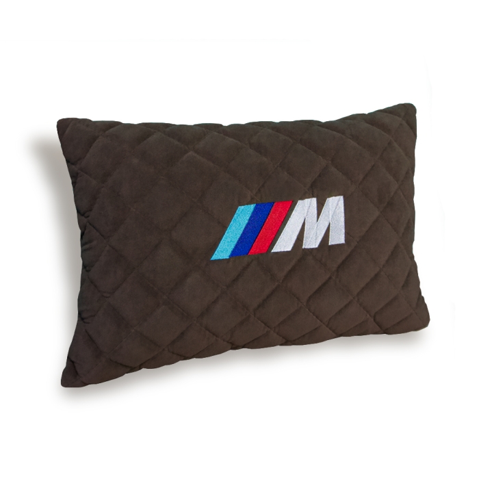 Подушки из алькантары Подушка из алькантары темно-коричневая с вышивкой MPerformance (др.)