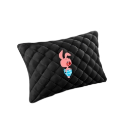 Подушка из алькантары черная с вышивкой 